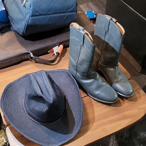 Denim Hat and Blue Boots